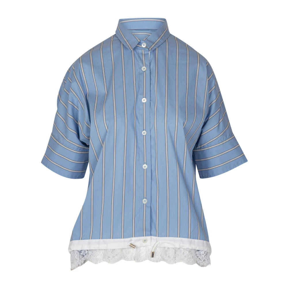 Semicouture Kanten Popeline Shirt Blue Dames