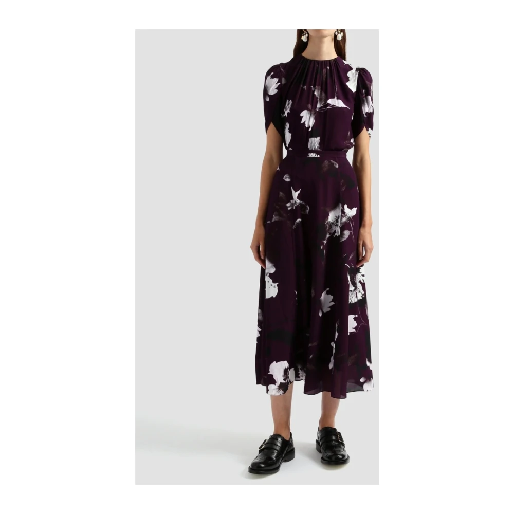 Erdem Bloemenprint Crew Neck Top Purple Dames
