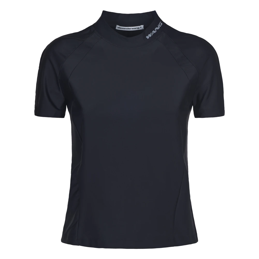 alexander wang Zwarte Rashguard Top met Mock Neck Black Dames