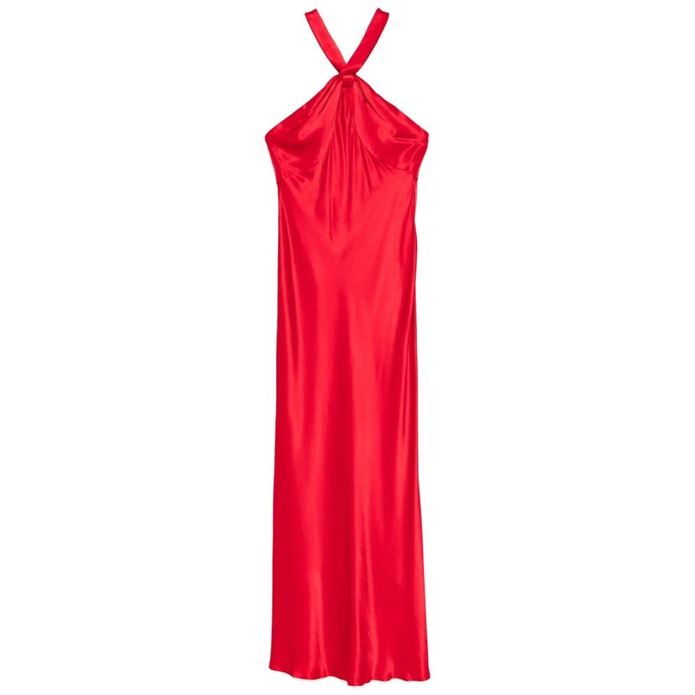 Rixo Rode Satijnen Halterjurk Red Dames