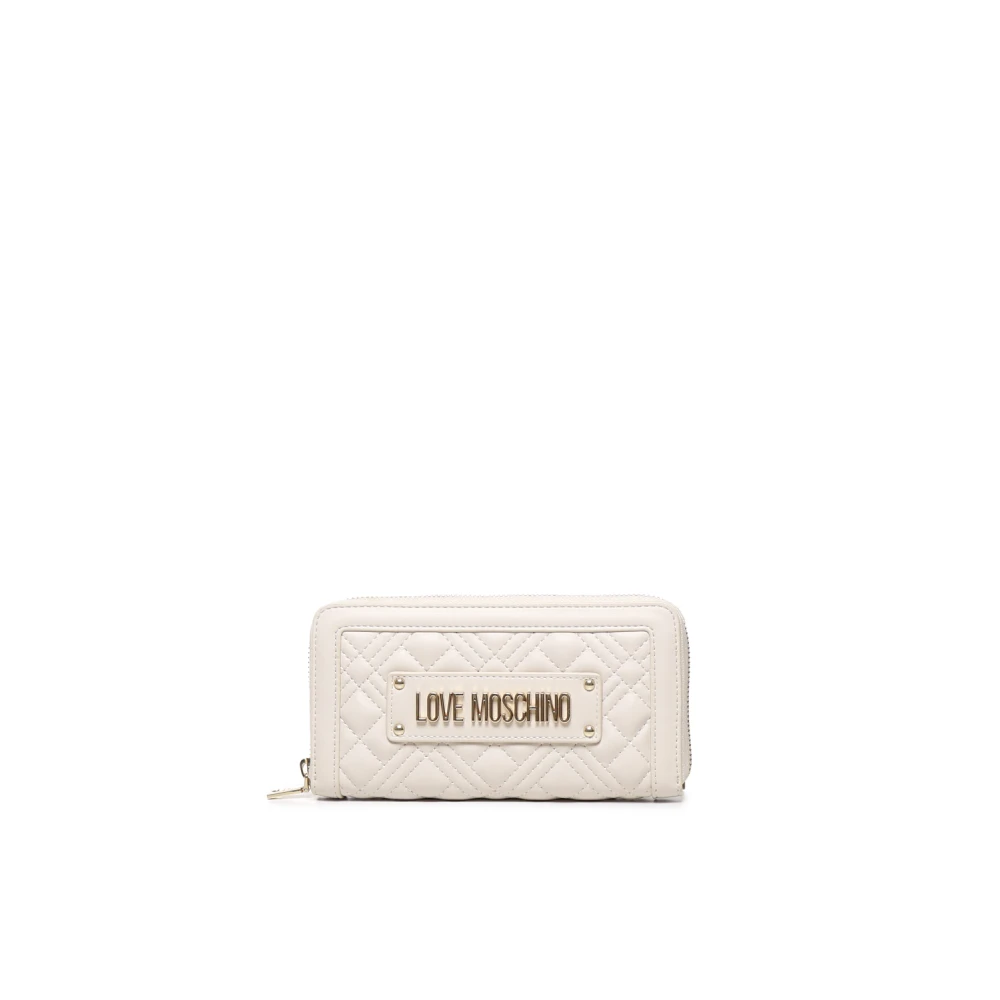 Love Moschino Quilted Logo Portemonnee Ivory White Dames
