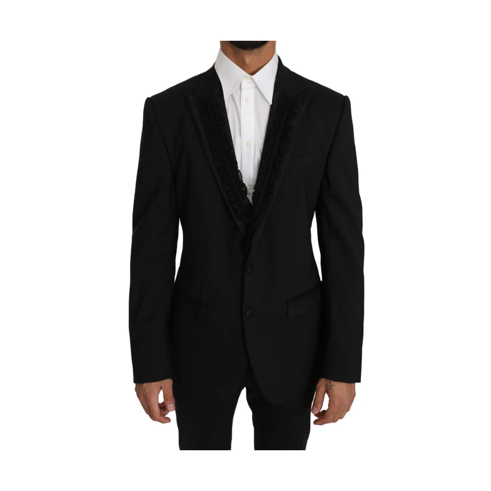 Dolce & Gabbana Mannelijk Zwart Jassen Heren, L, Wol, E Martini Torrero Blazer Jas