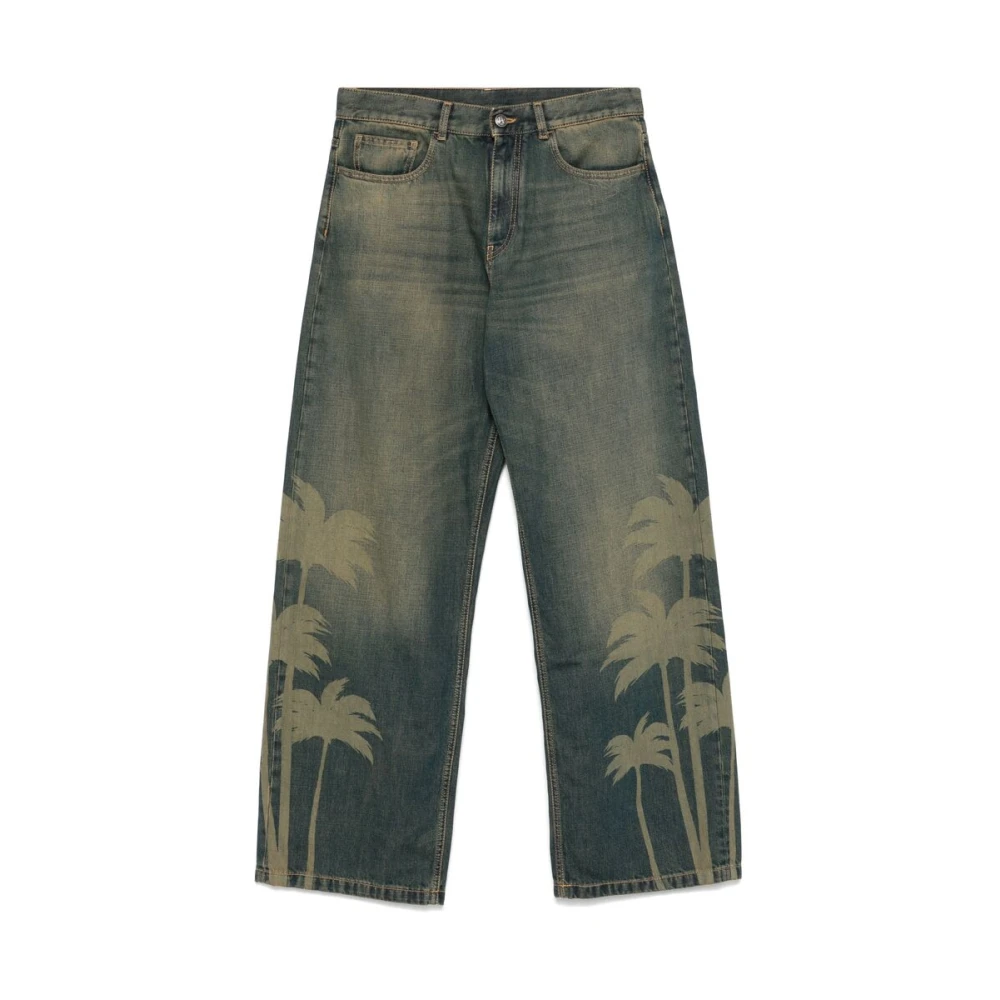 Palm Angels Poederblauwe Jeans met Klassieke Stijl Black Heren