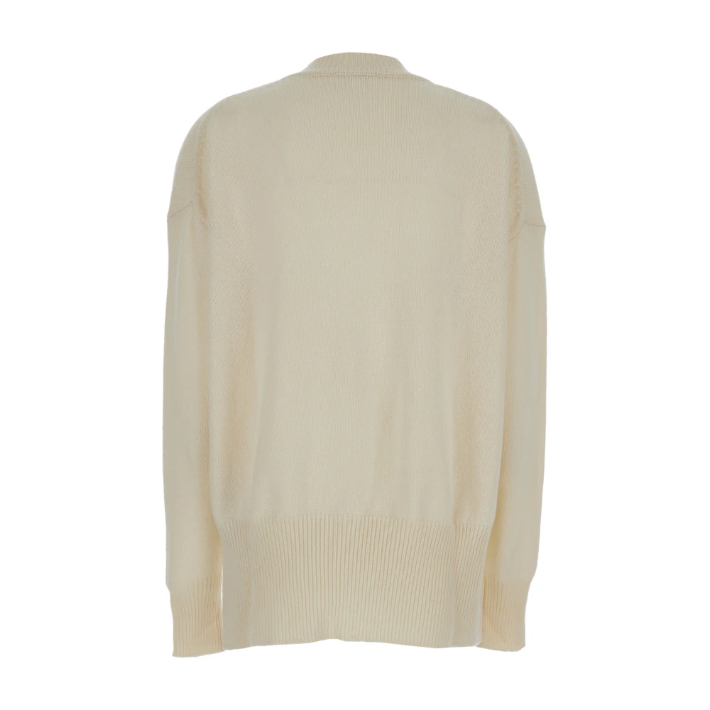 Jil Sander Witte Cashmere Crew Neck Sweater Beige Dames