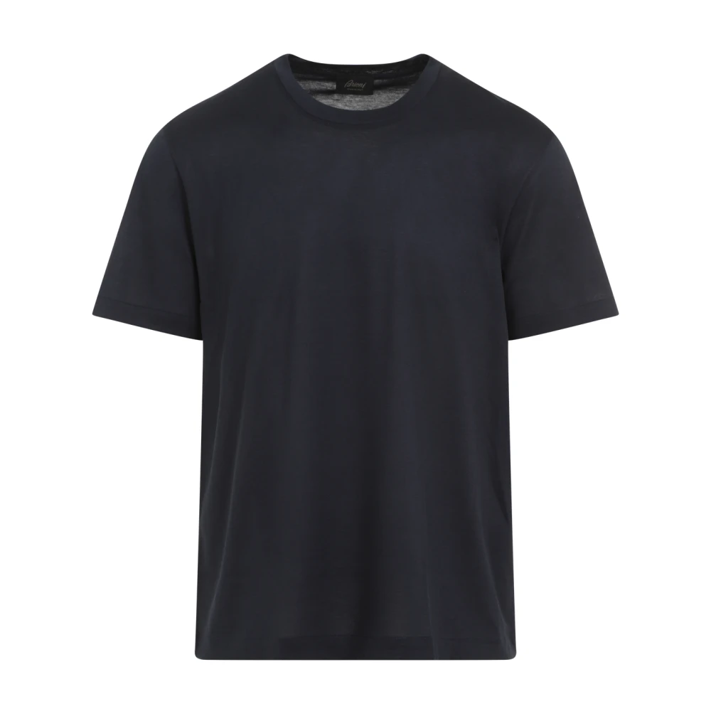 Brioni Blauwe Zijden T-Shirt Blue Heren