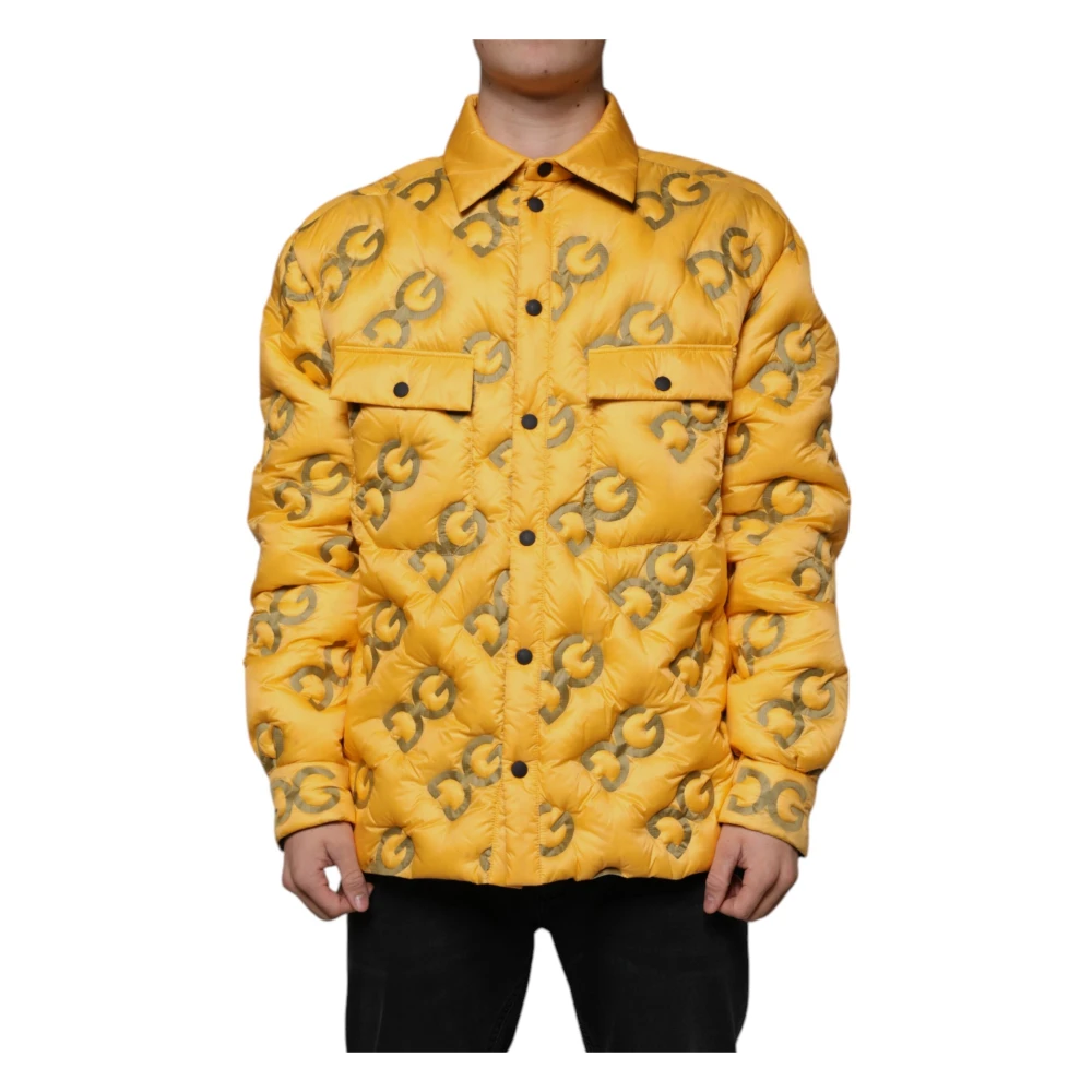 Dolce & Gabbana Mannelijk Geel Gele Gewatteerde Blousonjack Met Logo