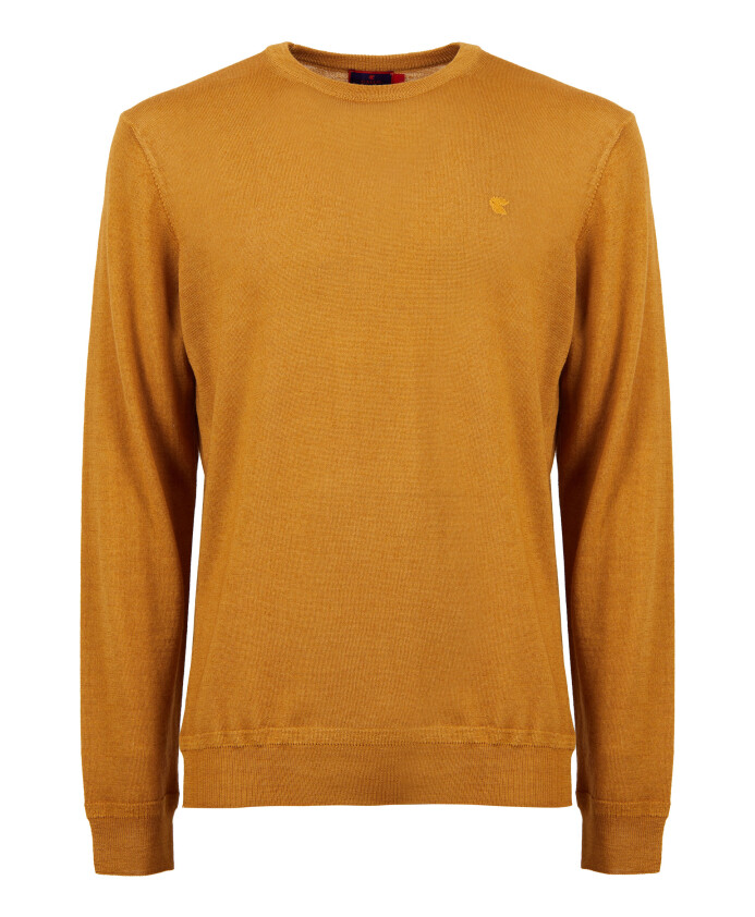 pull-jaune-uni-a-col-rond-pour-homme