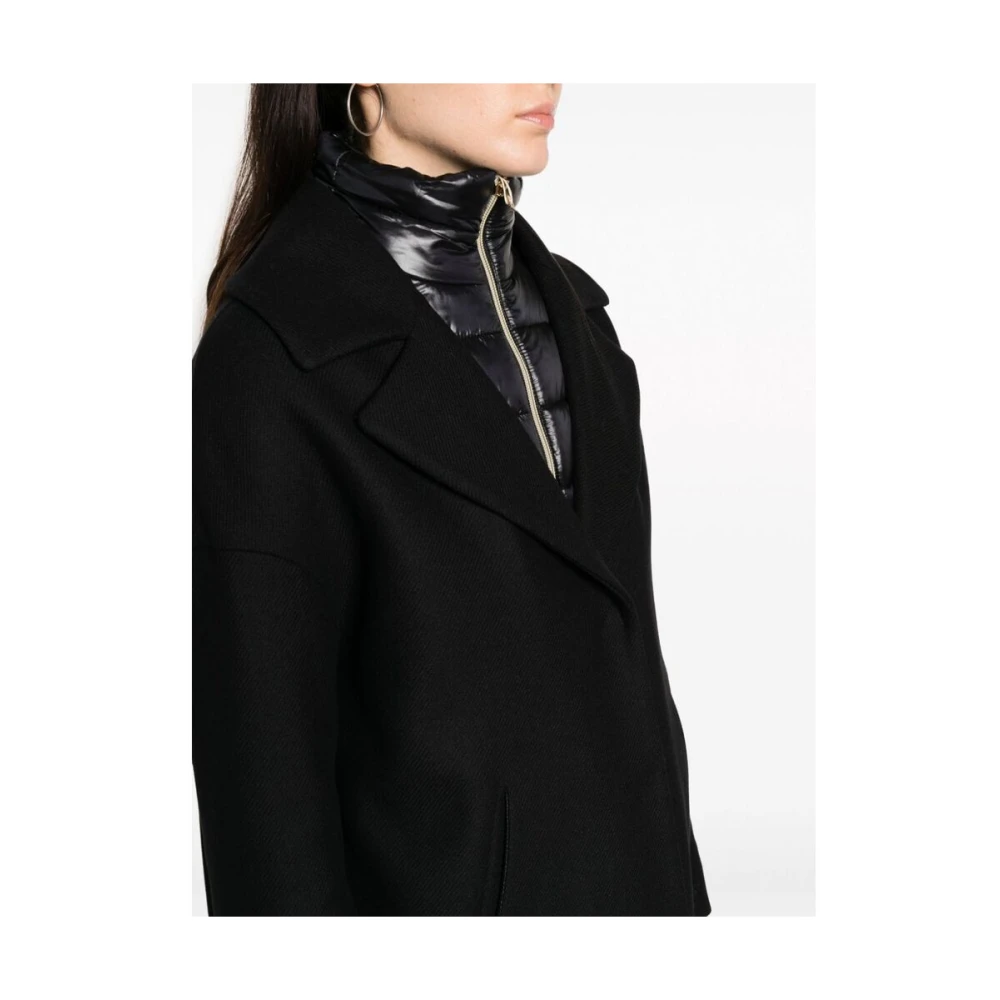 Herno Zwarte wollen mantel Black Dames