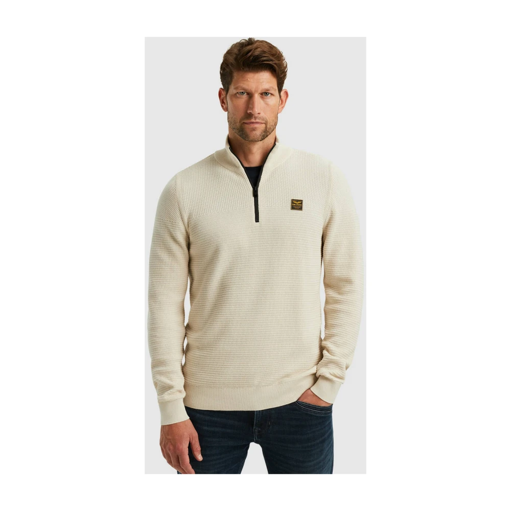 PME Legend Half Zip Katoen Mouline Pullover Beige Heren