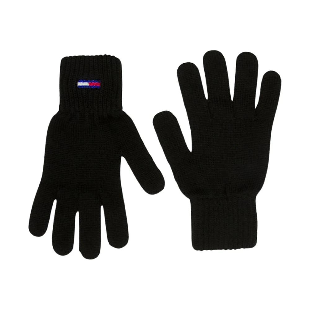 Tommy Jeans Geborduurde logo gebreide handschoenen Black Dames