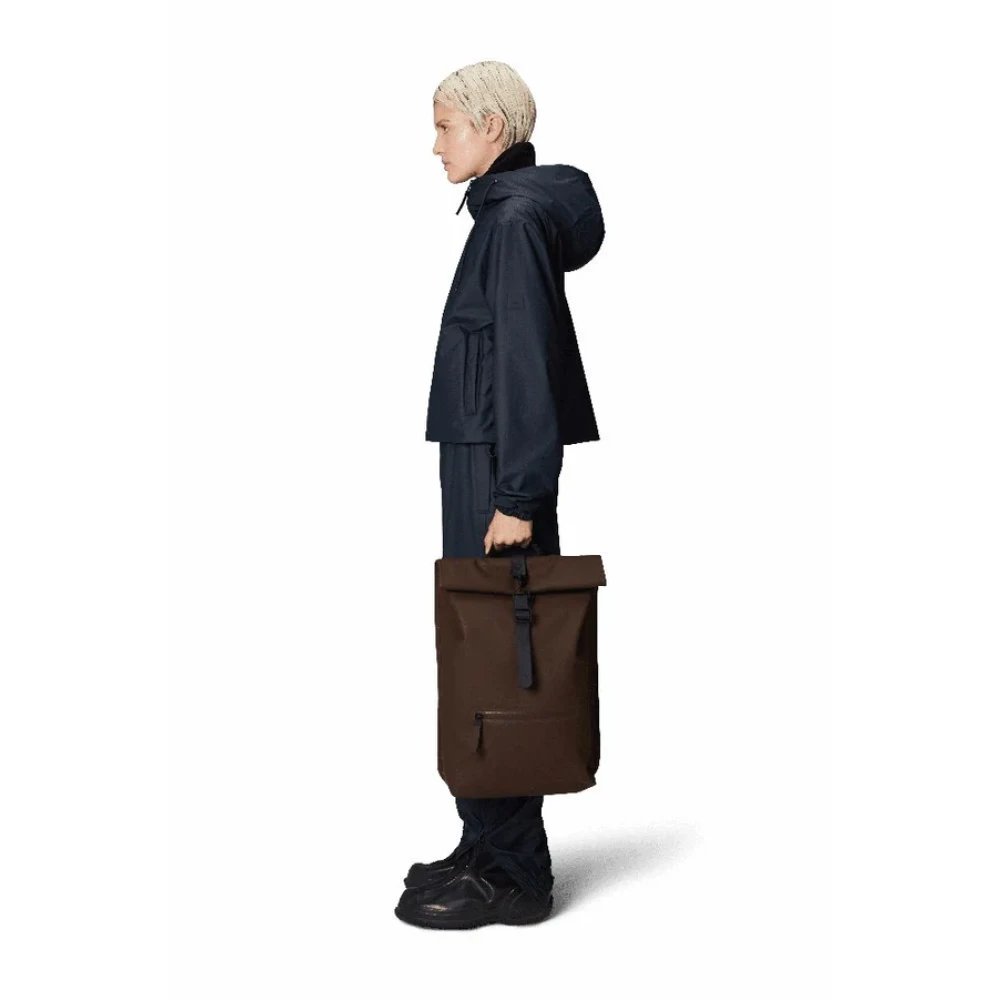 Rains Rolltop Rugzak met Fietslusklem Brown Unisex