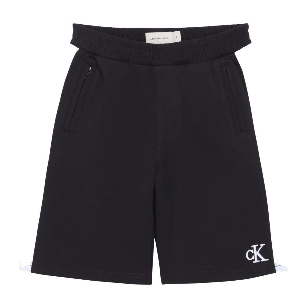 Calvin Klein Jeans Boys Black Shorts, 14 Y, Color Block Relaxed Shorts
