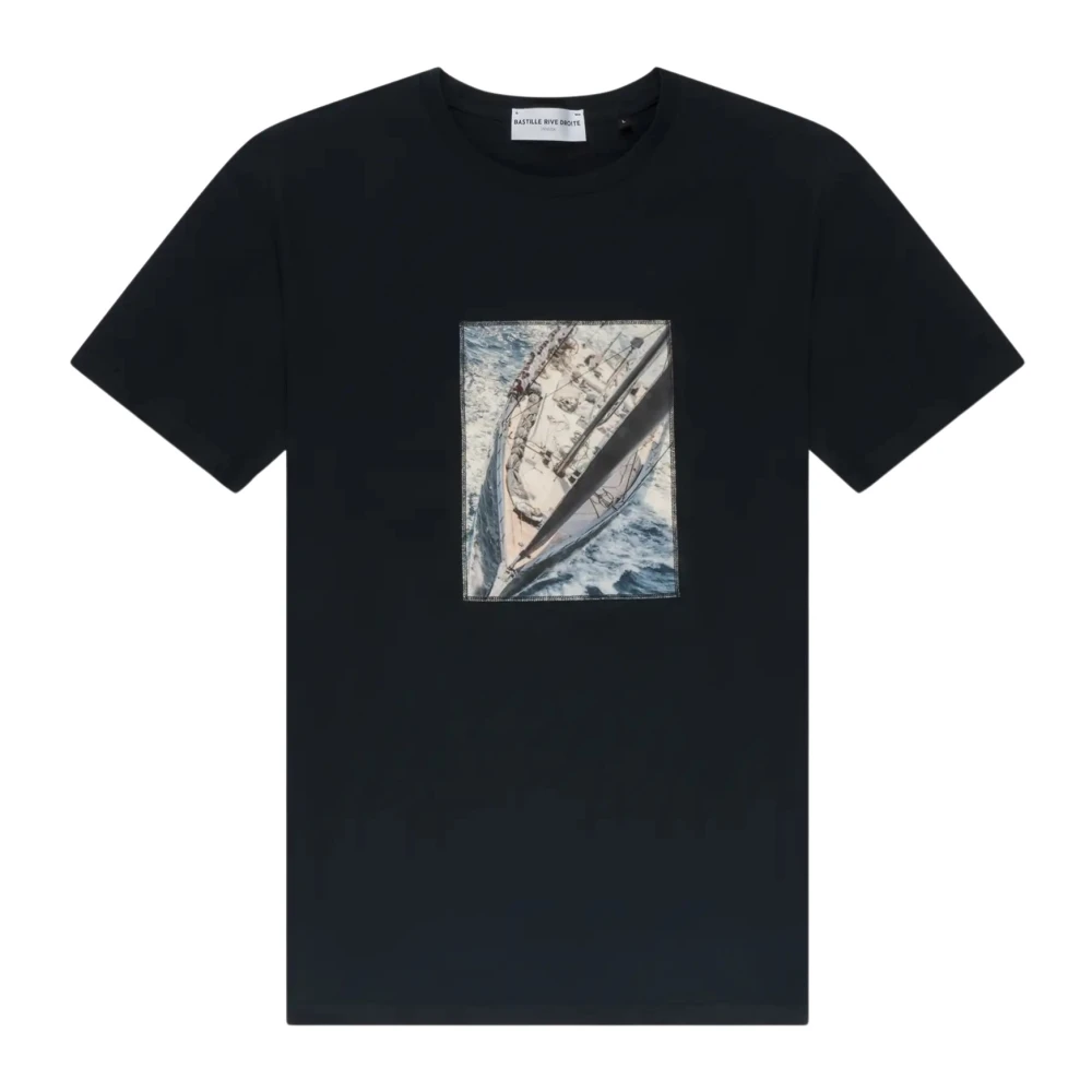 Bastille Blauw Marine Front Print Zeil T-Shirt Blue Heren