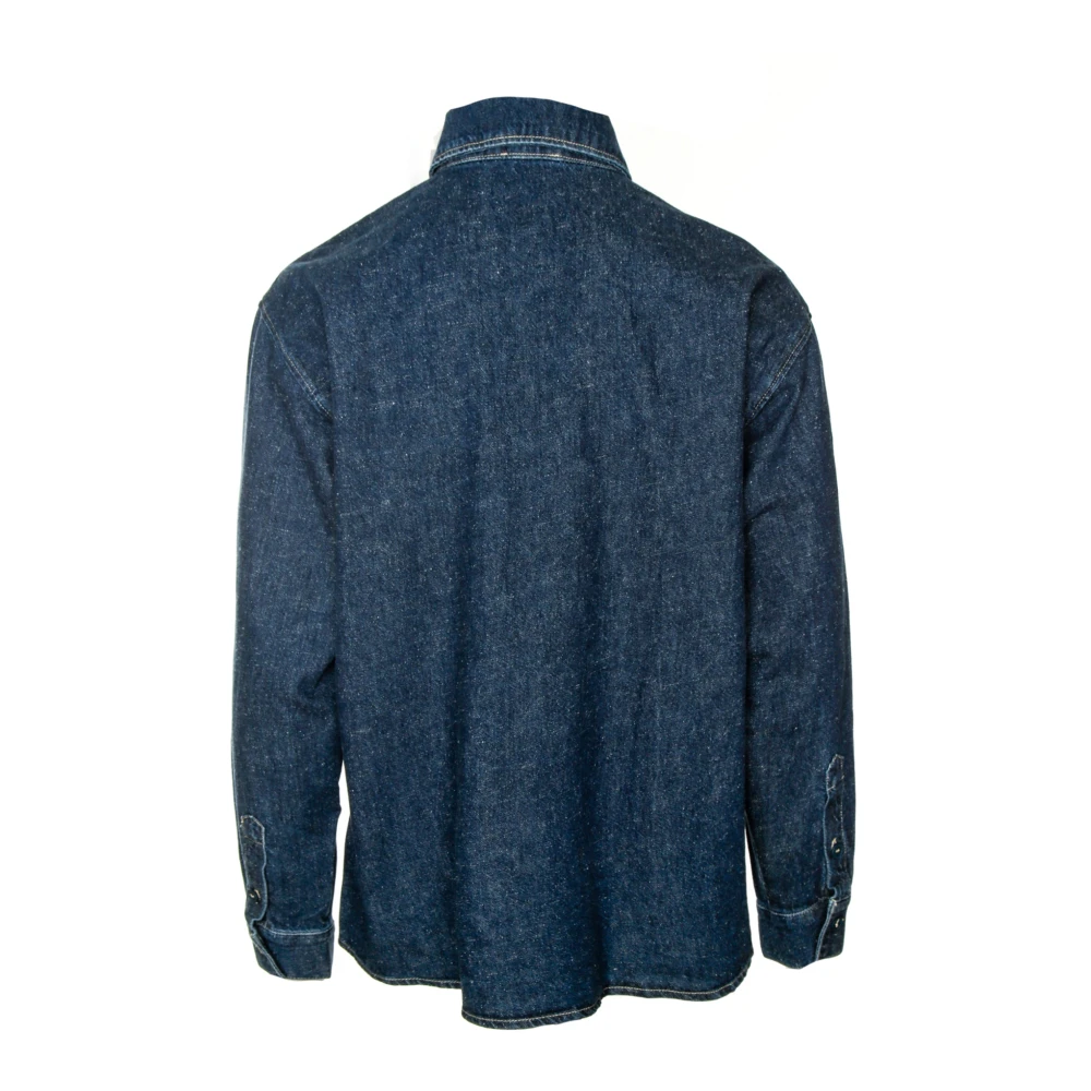 American vintage Klassieke Denim Shirt met Logo Patch Blue Heren