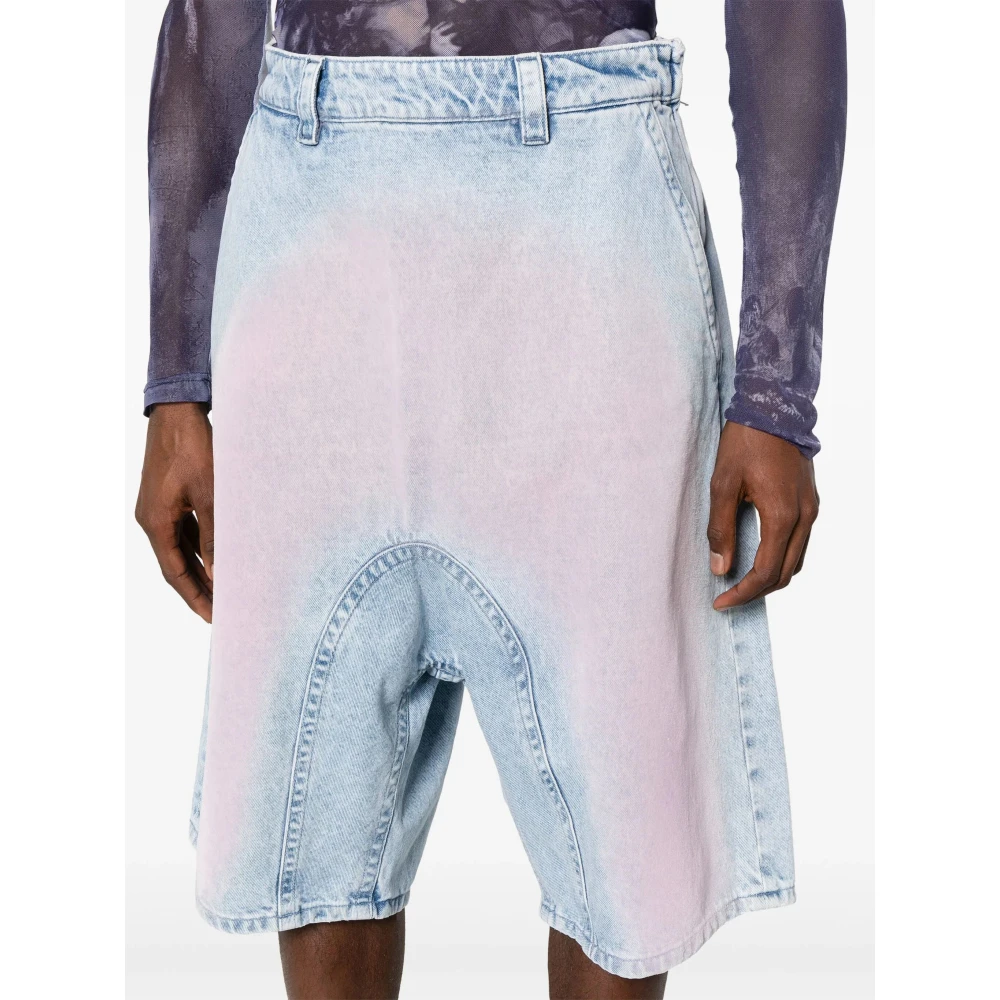 Y Project Gefrost Blauwe Denim Shorts Blue Heren