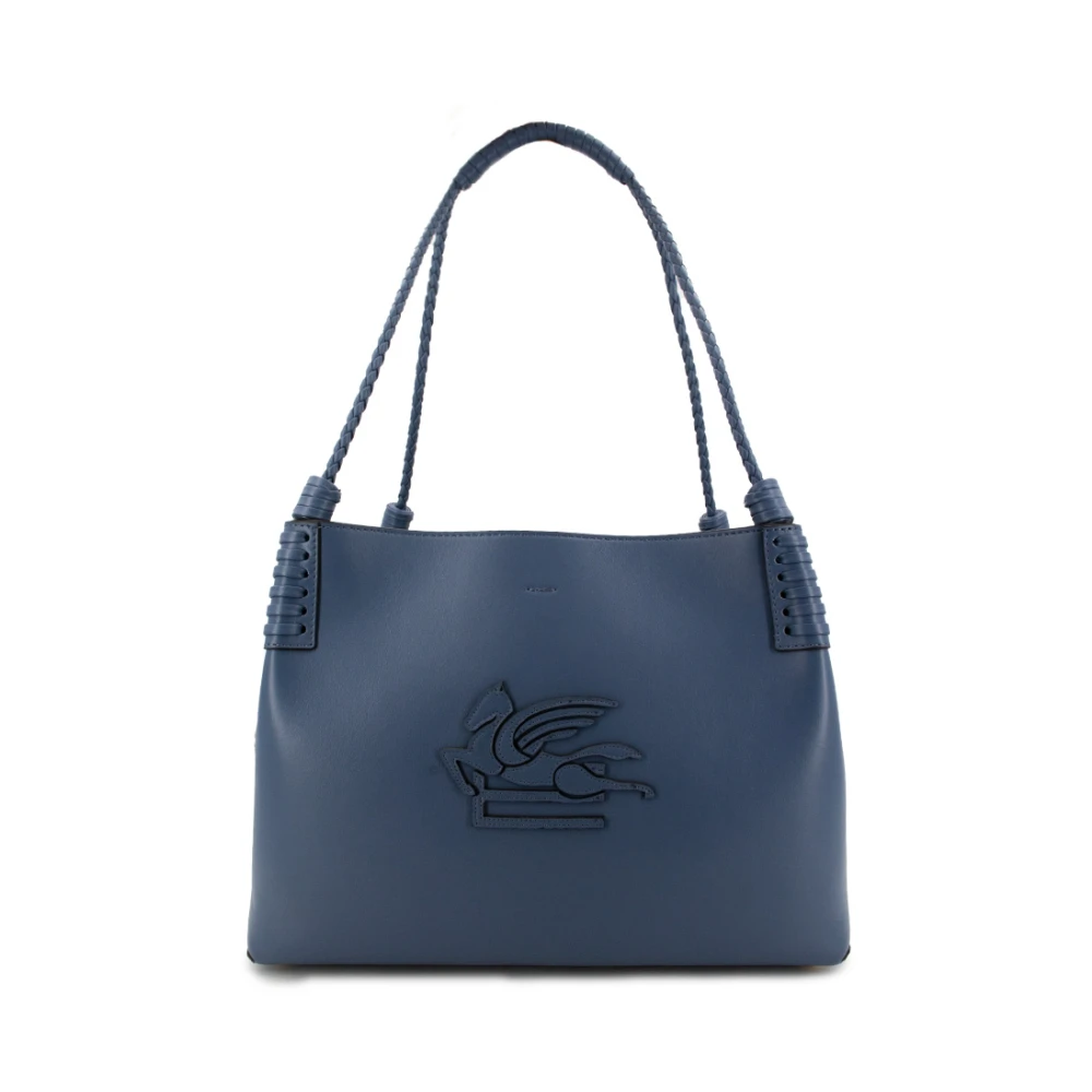 ETRO Leren winkeltas met Pegaso-logo Blue Dames