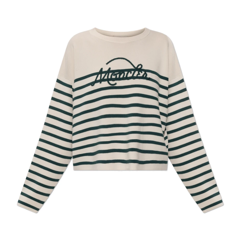 Moncler Beige Striped Pattern Jumper - Female - Round-Neck Knitwear - S - Knitwear