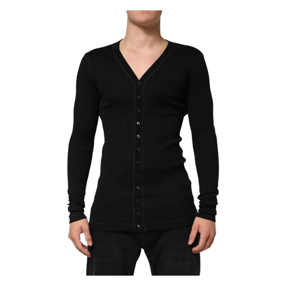 Dolce & Gabbana Men's Black Cardigans, M, Cotton Button Up Cardigan Jumper