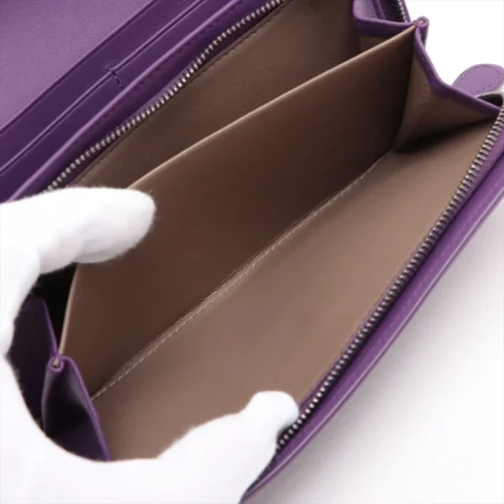 Bottega Veneta Vintage Pre-owned Leather wallets Purple Dames
