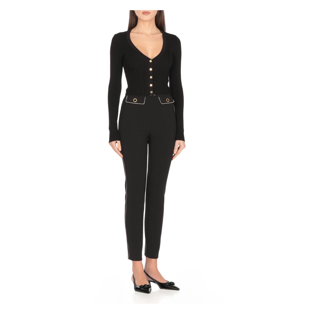 Elisabetta Franchi Zwarte V-hals Cardigan Sweater Black Dames
