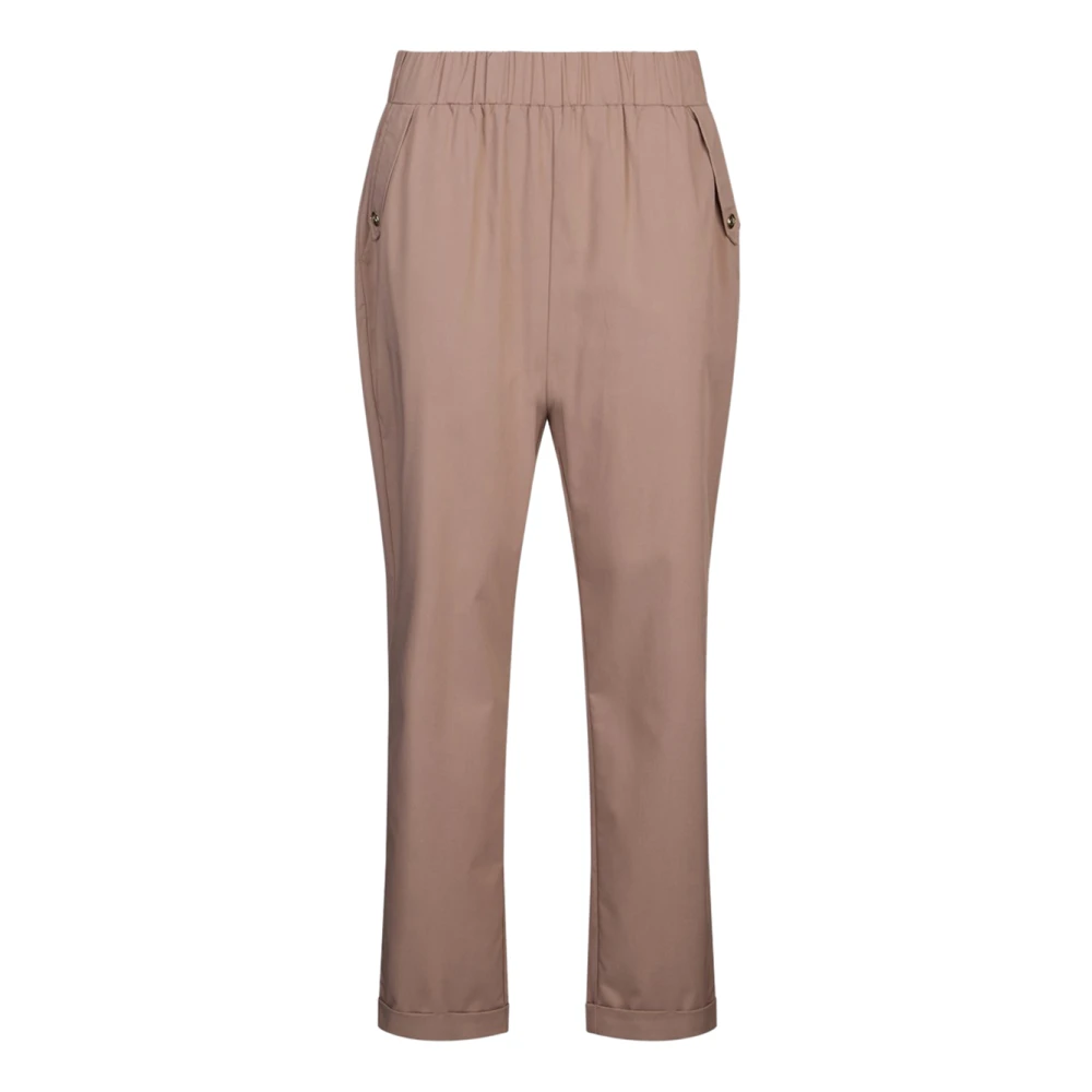 Liu Jo Kvinno Beige Byxor Dam, M, Polyester, Slim-Fit Byxor Med Uppvik