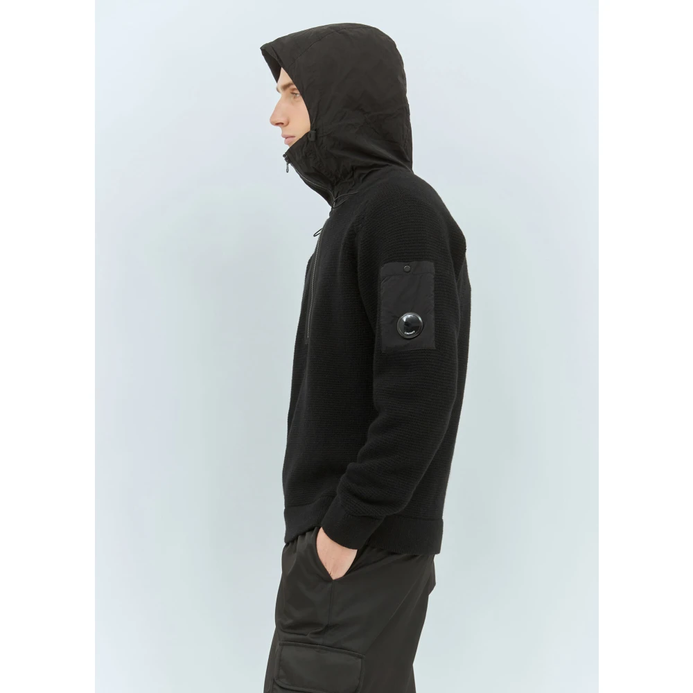 C.P. Company Gebreide cardigan met capuchon Black Heren