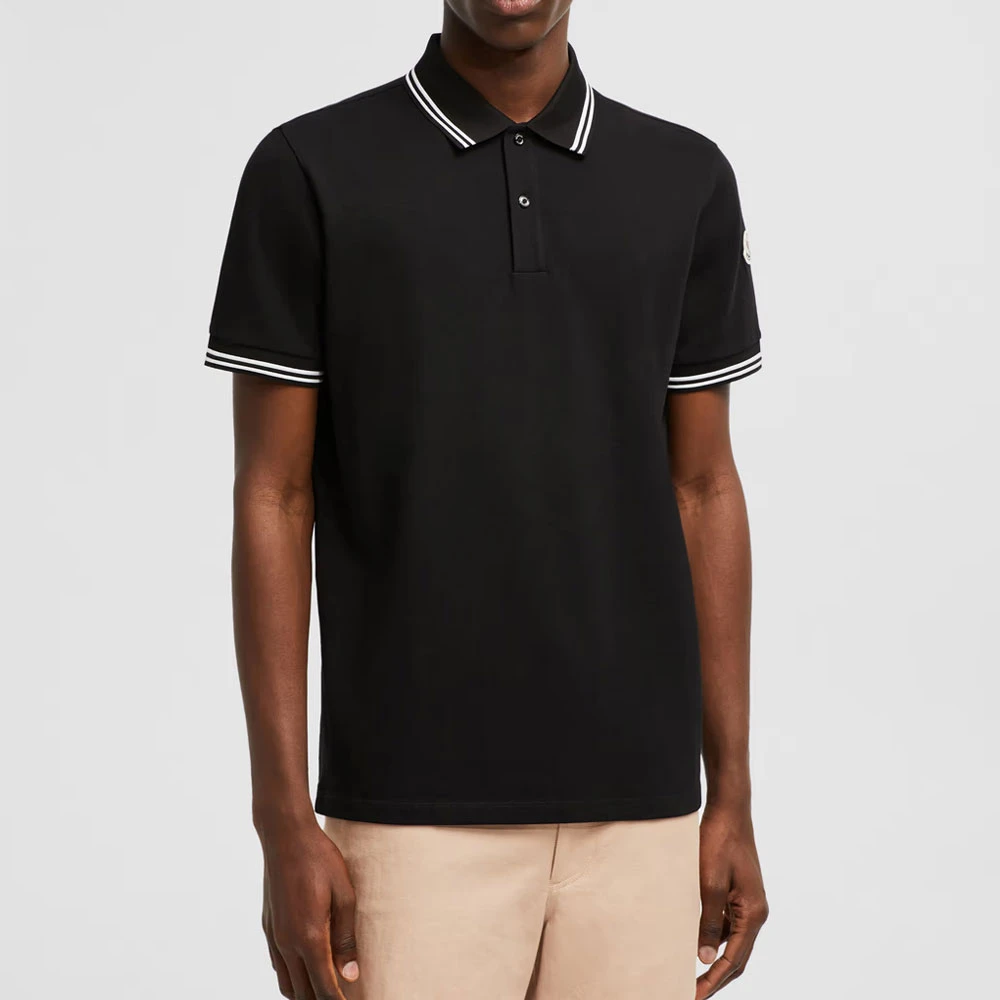 Moncler Gestreepte Trim Piquet Polo Black Heren