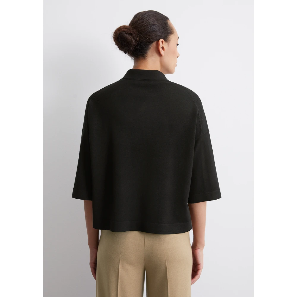 Marc O'Polo Fijngebreid poloshirt los Black Dames