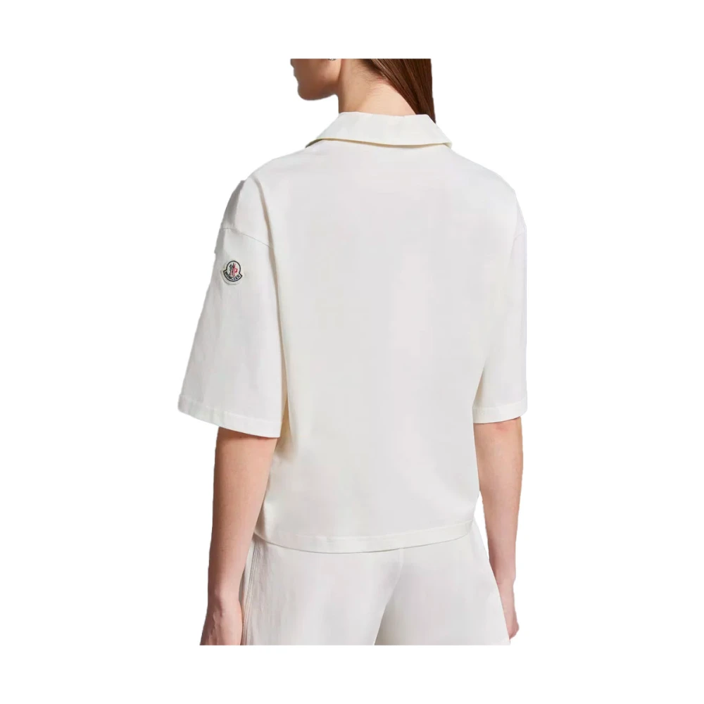Moncler Oversized Katoenen Polo Shirt White Dames