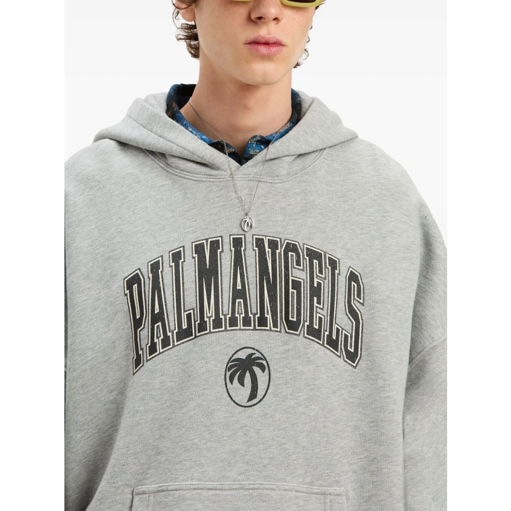 Palm Angels Grijze Sweater met Voorzak Gray Heren