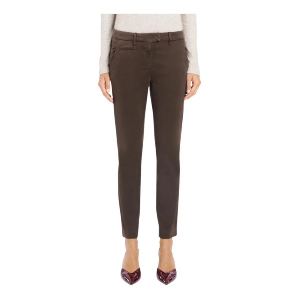 Dondup Women's Brown Chinos, W28, Slim-Fit Chino Trousers