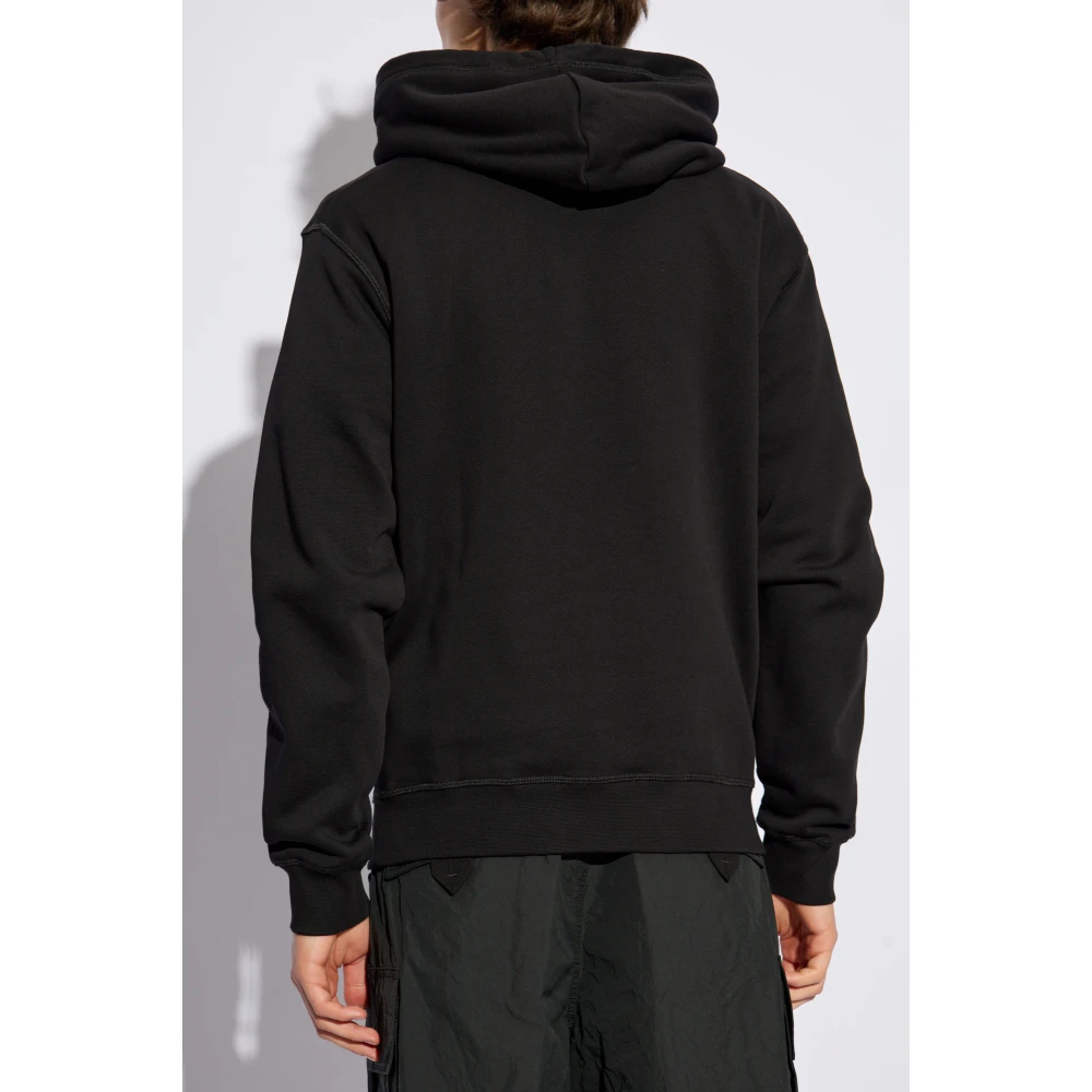 Dsquared2 Sweatshirt met logo en fluwelen afwerking Black Heren