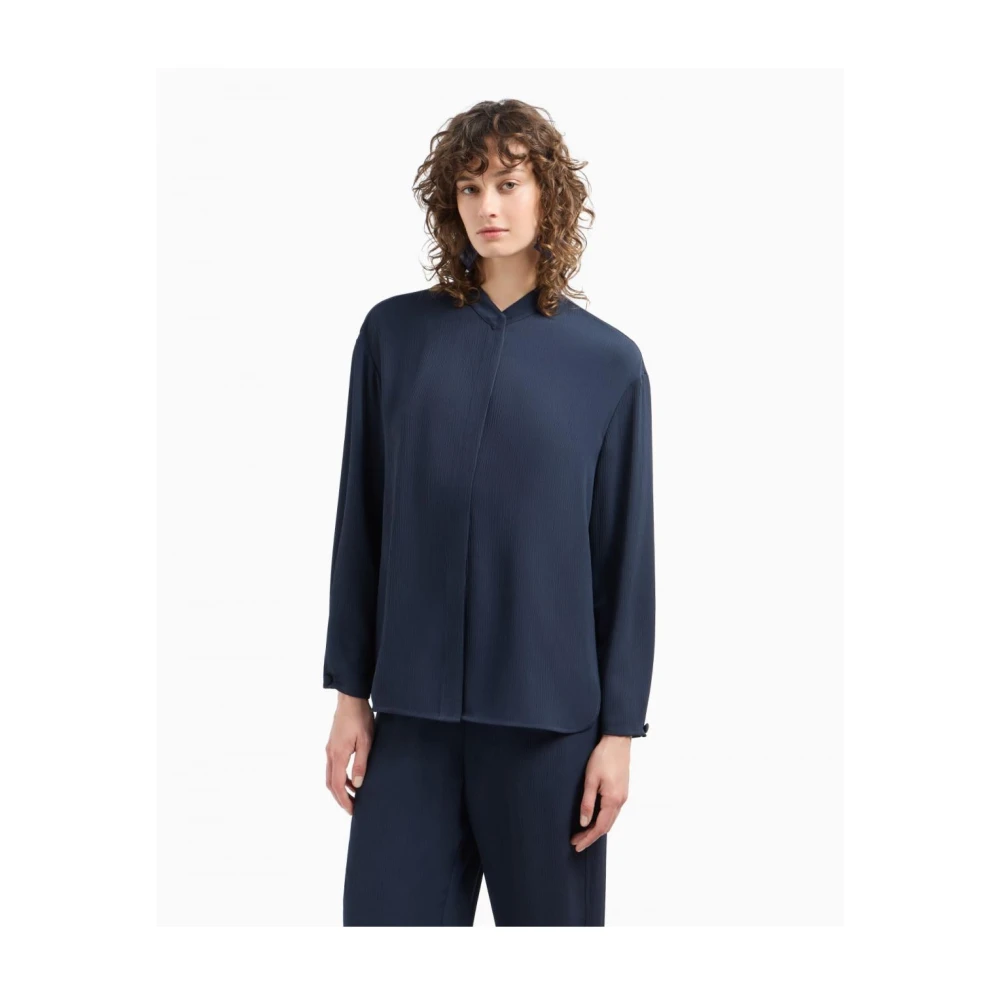Emporio Armani Polyester Overhemden Blue Dames