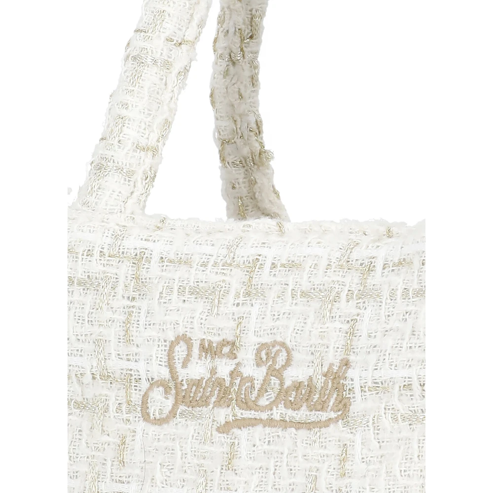 Saint Barth Ivoor Stof Handtas met Franjes Beige Dames