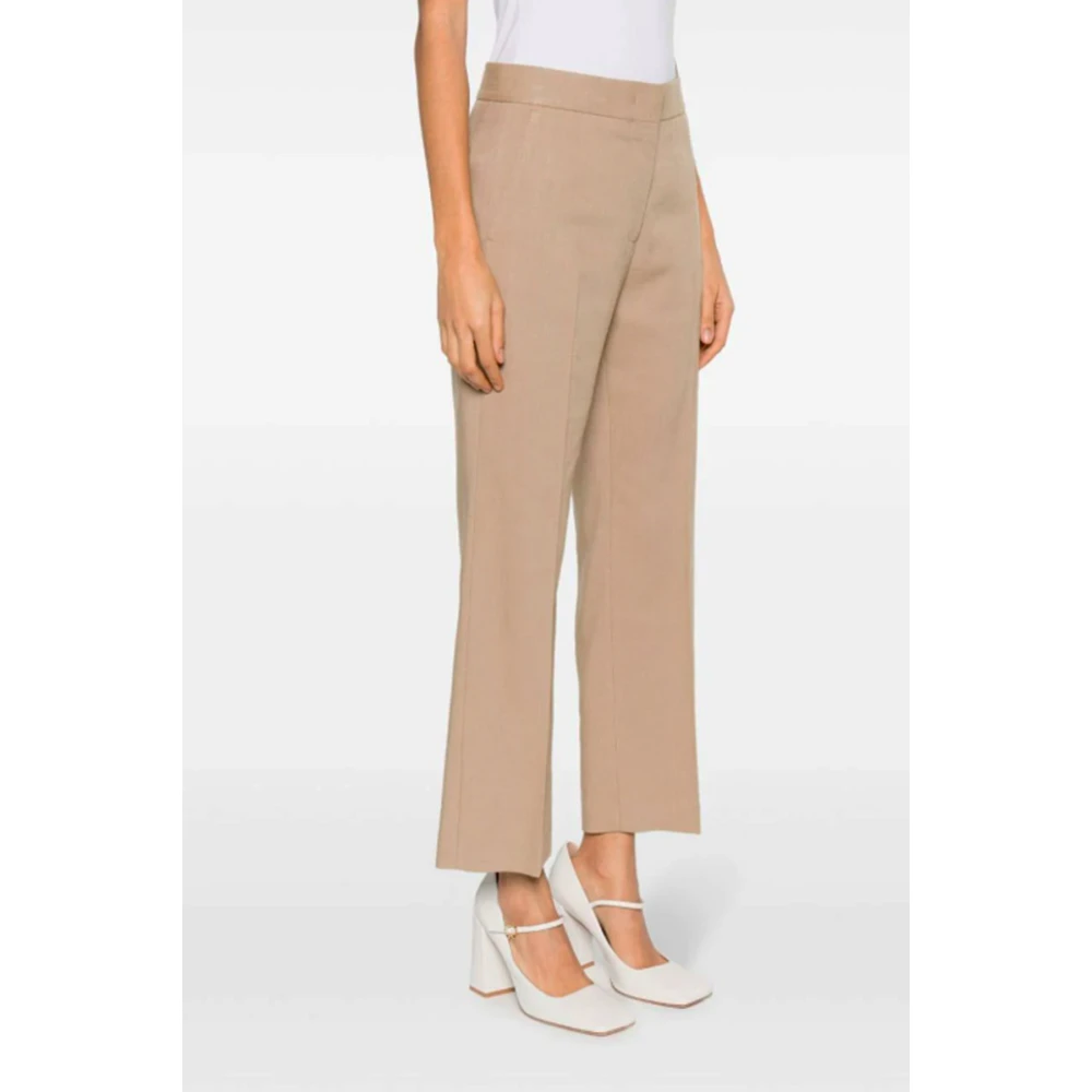Msgm Oogje Rits Broek Zand Rechte Snit Beige Dames