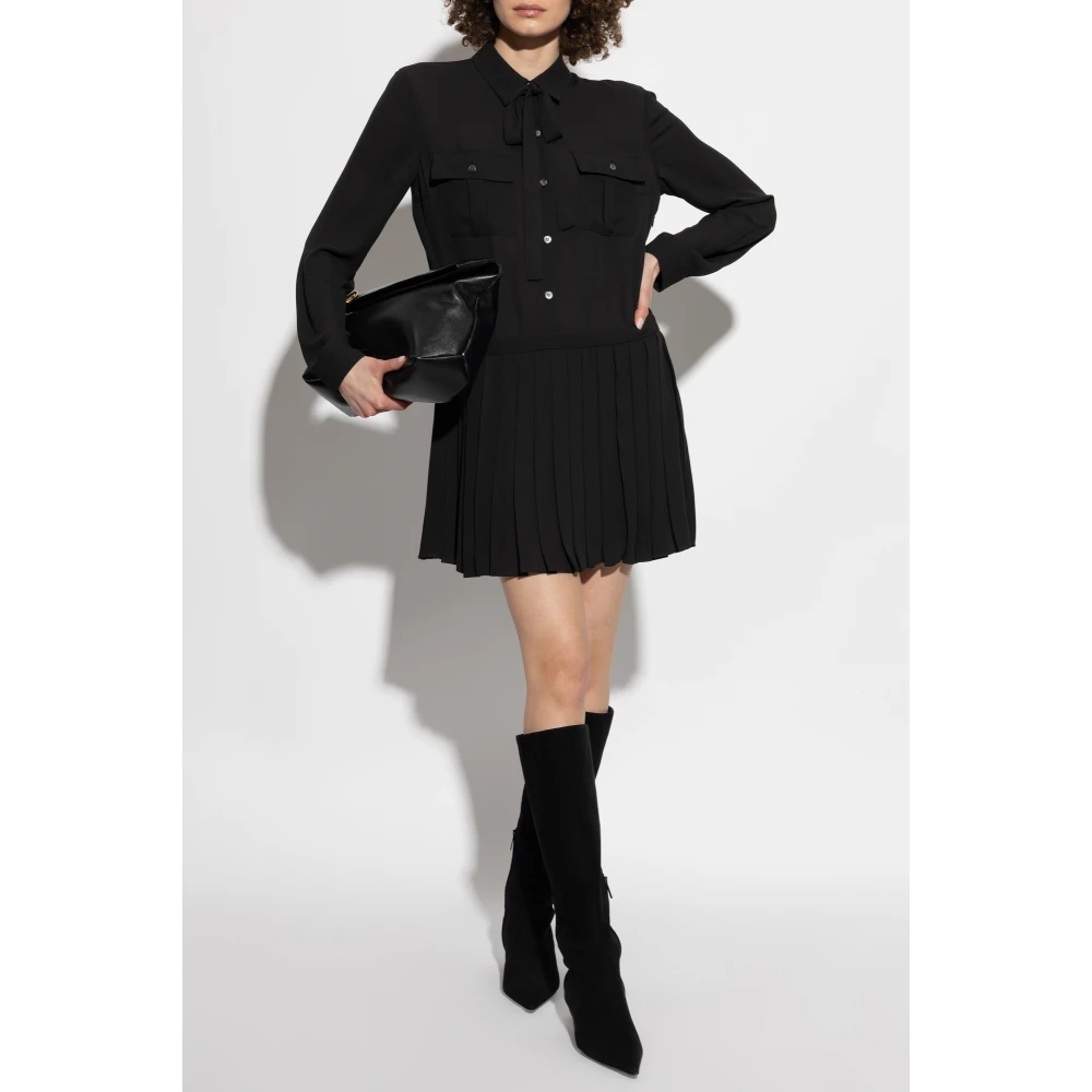 Theory Jurk met geplooide zoom Black Dames