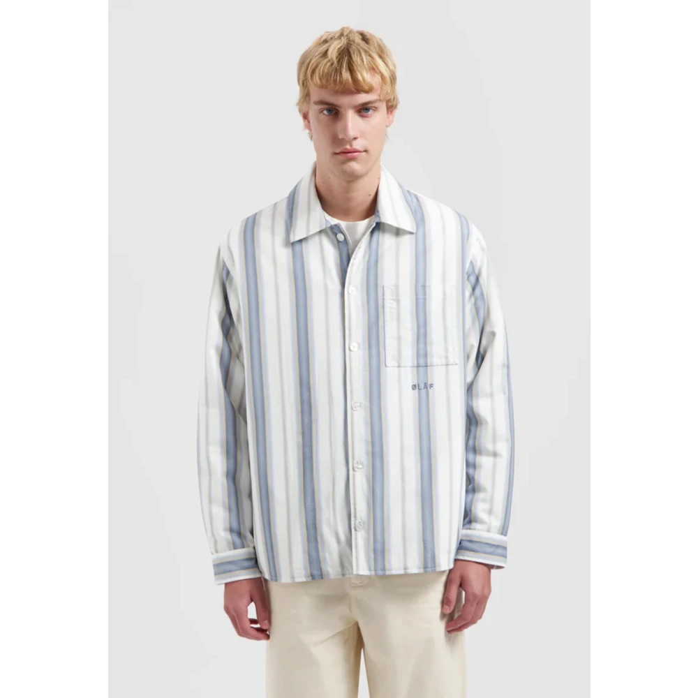 Olaf Hussein Gewatteerd Gestreept Overshirt Multicolor Heren
