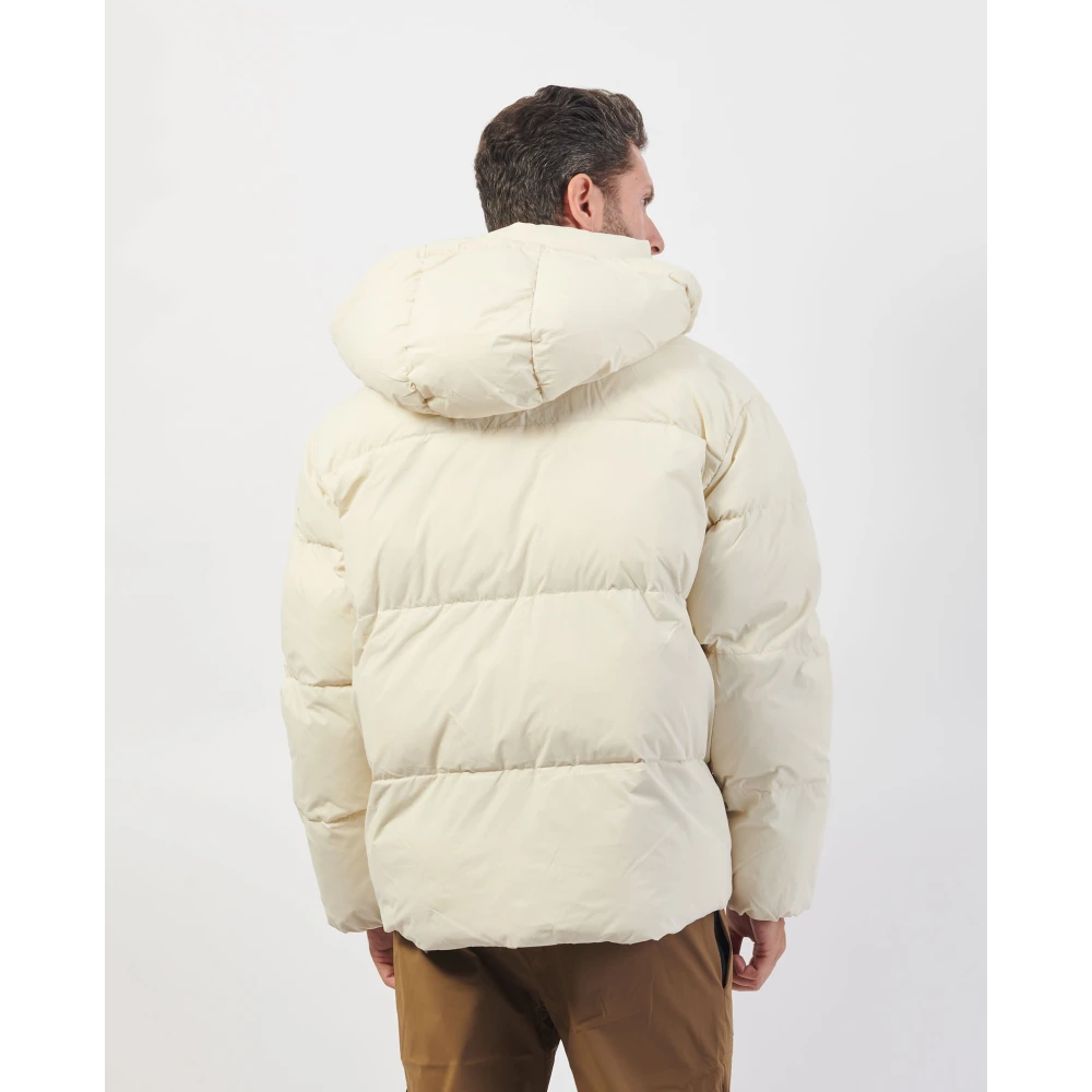 Hugo Boss Witte Gewatteerde Hoodiejas Straight Fit Beige Heren