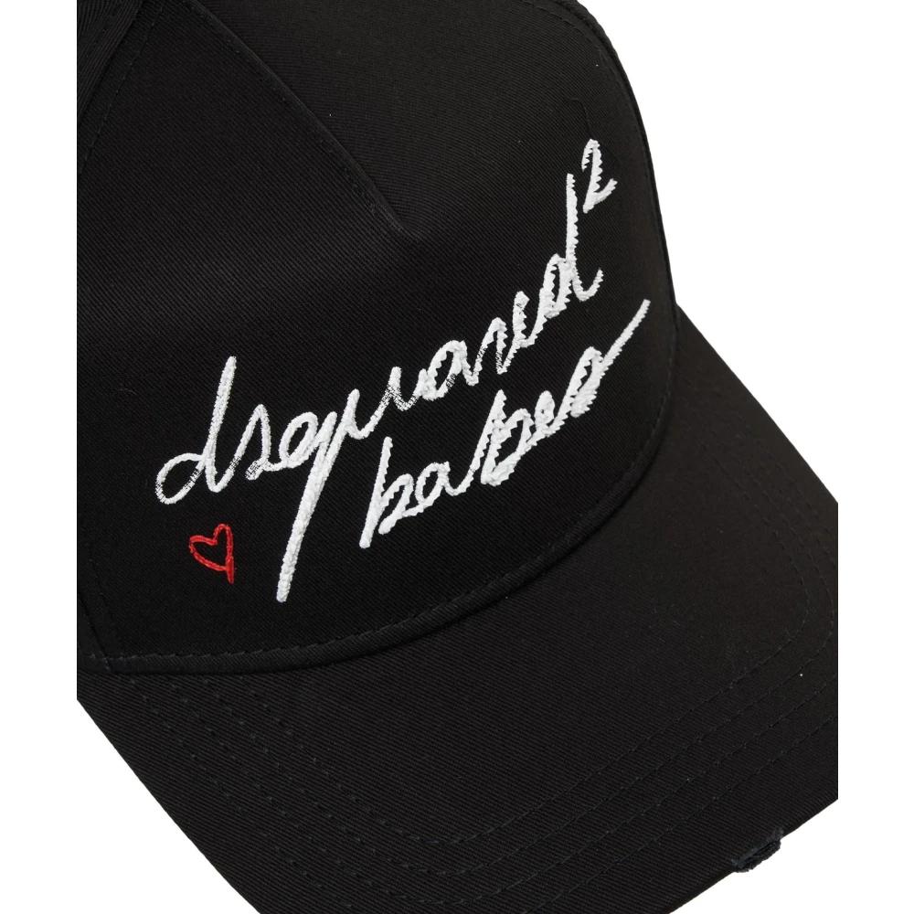 Dsquared2 Zwarte Baseballpet met Uniek Logodesign Black Dames