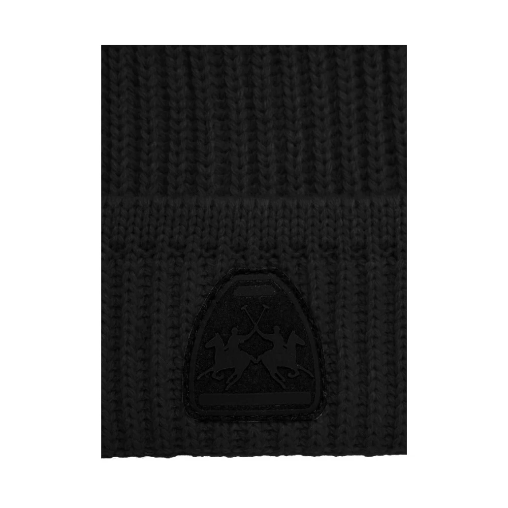 LA MARTINA Mannen Acryl Logo Beanie Hoed Black Unisex
