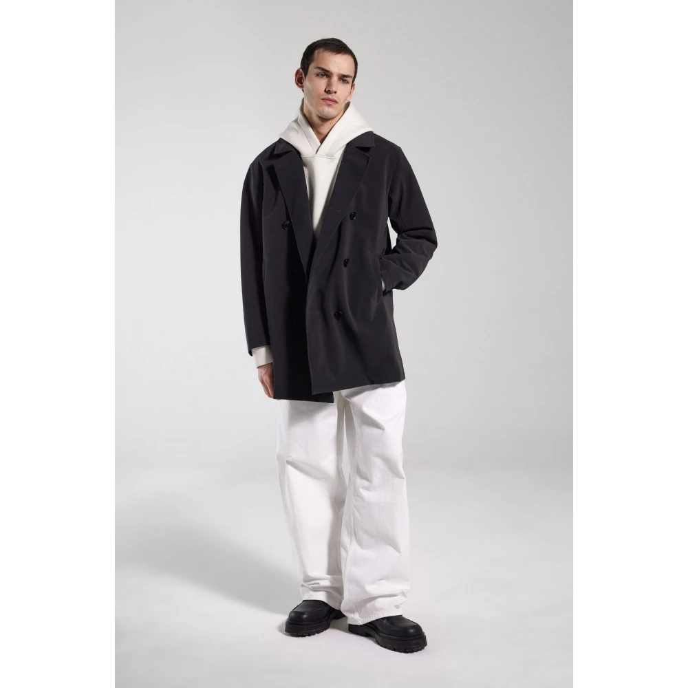Stutterheim Klassieke dubbelrijige regenjas Black Heren