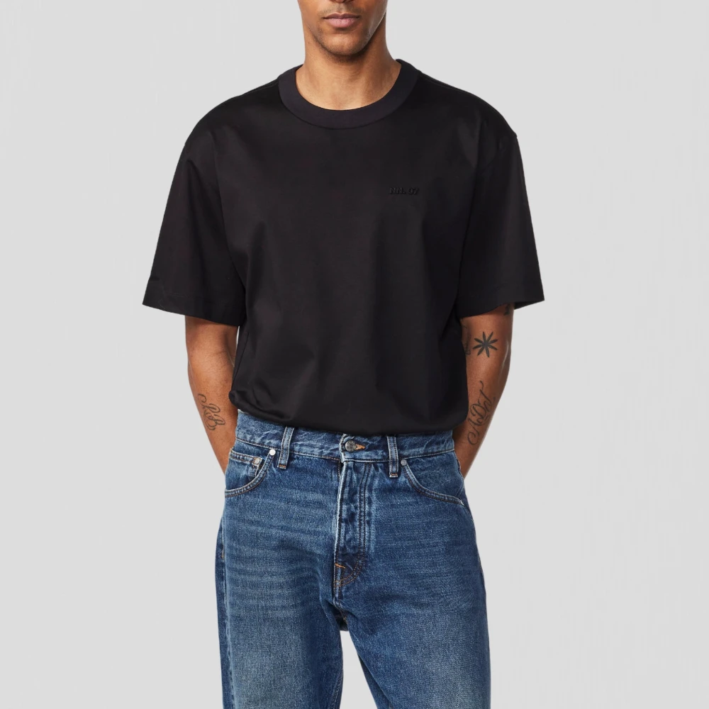 Nn07 Geëmbosseerd Logo Zwart Katoenen T-shirt Black Heren