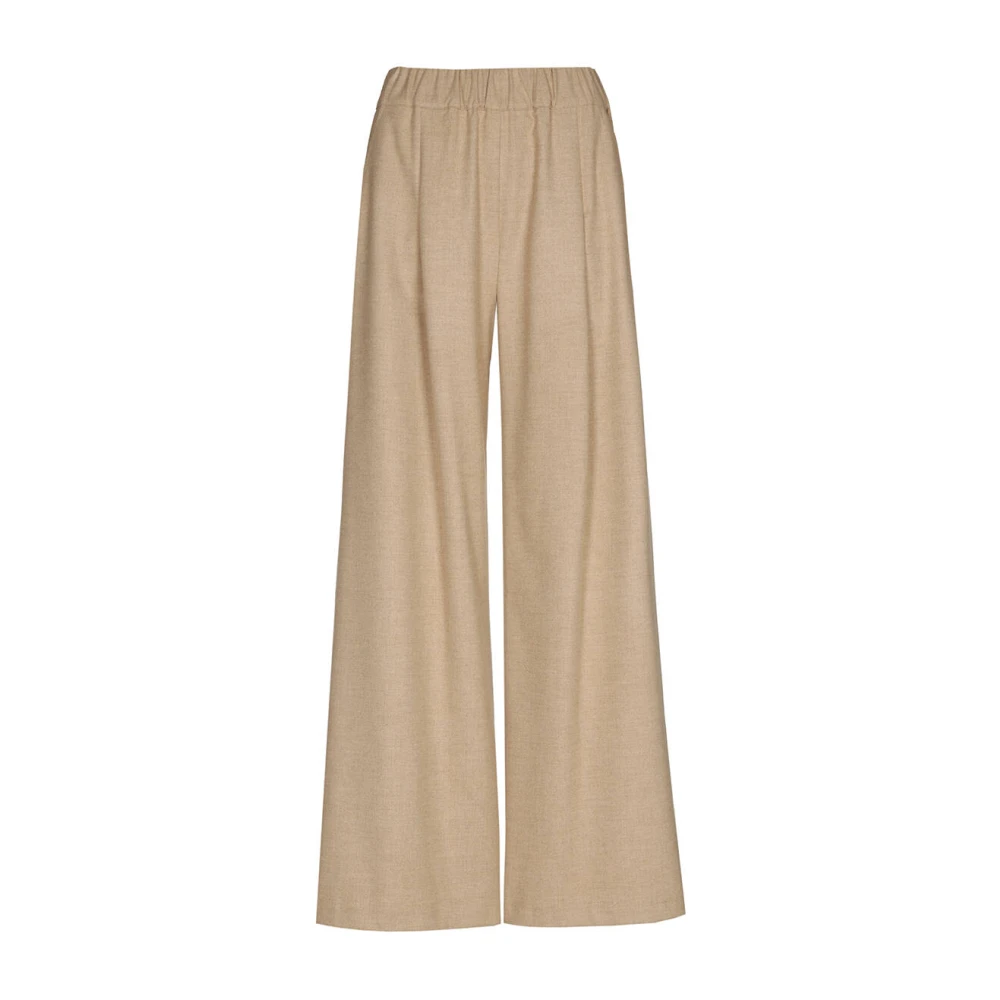 Caroline Biss Wijde Wollen Broek Beige Dames