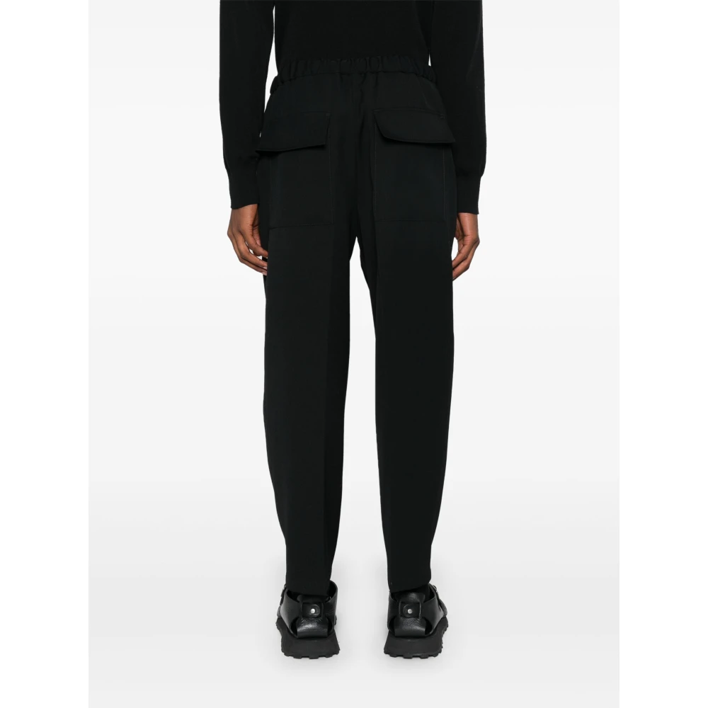 Jil Sander Zwarte Wol Tapered Broek Black Heren