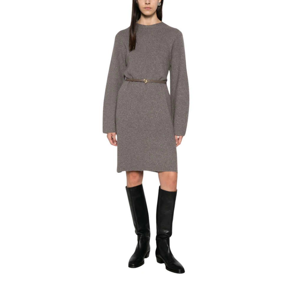 Fabiana Filippi Wool Blend Midi Dress - Female - Knitted Dresses - Brown - S - Dresses