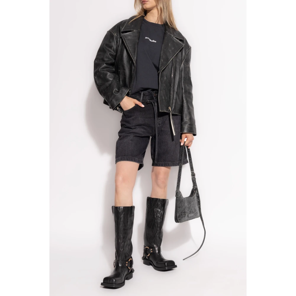 Acne Studios Leren jas met een vintage effect Black Dames