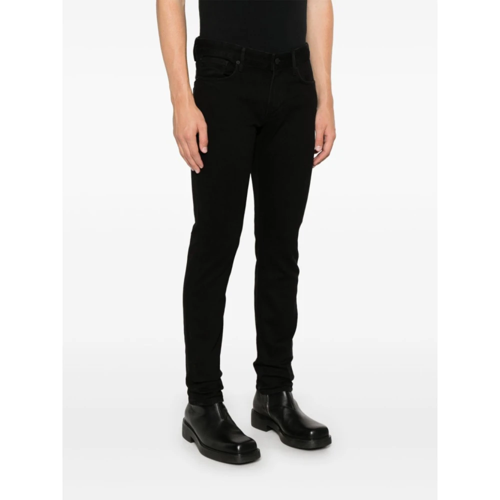 Emporio Armani Zwarte Slim Fit Gewassen Denim Jeans Black Heren
