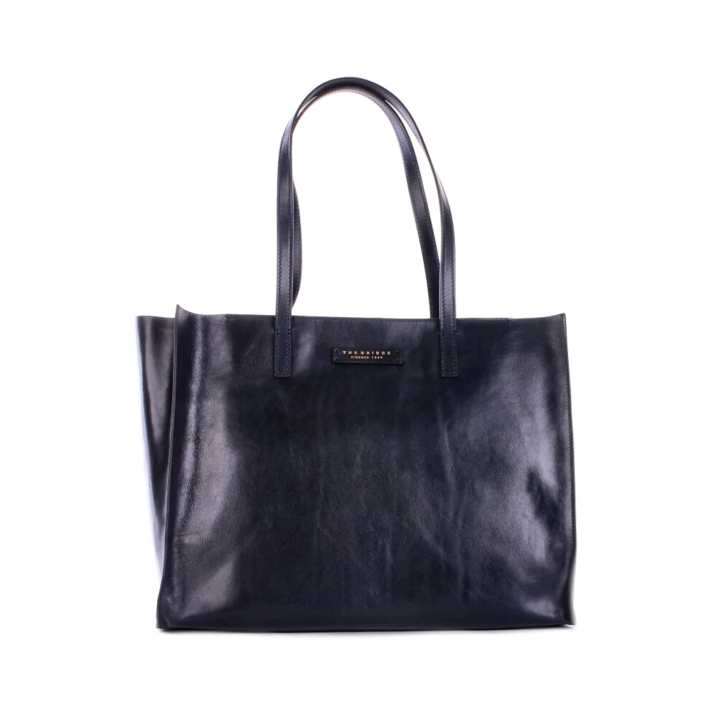 The Bridge Women's Blue Leather Shoulder Bag With Front Logo