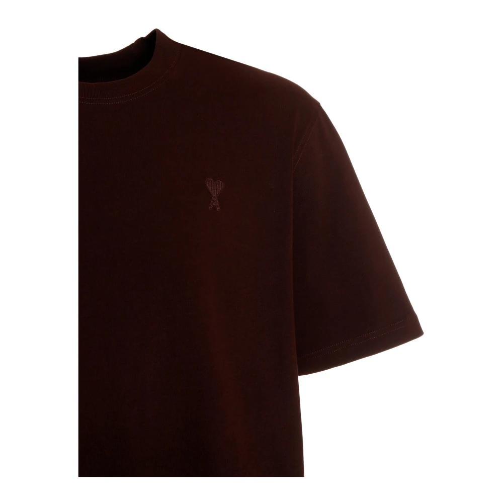 Ami Paris Rib T-shirt met labelstiksels Purple Heren
