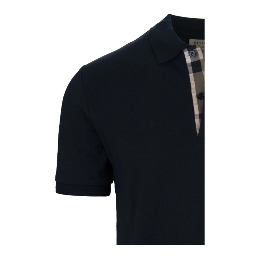 Burberry Korte Mouw Knoop Polo Shirt Blue Heren